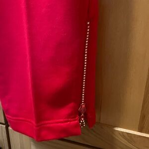 Sweatpants material embellished pants with side, zippers, rhinestones size large